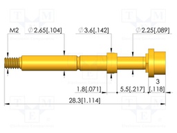 Test needle; Spring compression: 4mm; 5mm; 8A; CuBe; gold-plated