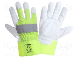 Protective gloves; Size: 10; yellow; polyester,natural leather