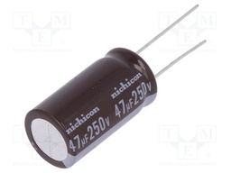 Capacitor: electrolytic; low impedance; THT; 47uF; 250VDC; ±20%