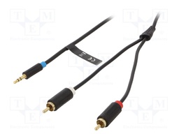 Cable; Jack 3.5mm plug,RCA plug x2; 5m; Plating: gold-plated