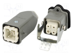 Connector: HDC; male + female; S-A; PIN: 4; 3+PE; size 3A; straight