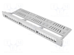 Patch panel; white; Number of ports: 24; rack 19"; RACK; Height: 1U