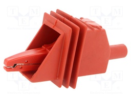 Crocodile clip; 20A; red; Grip capac: max.25mm; Socket size: 4mm