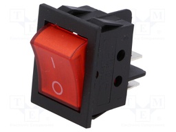 ROCKER; DPST; Pos: 2; OFF-ON; 15A/250VAC; red; neon lamp; 35mΩ
