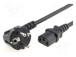 Cable; CEE 7/7 (E/F) plug angled,IEC C13 female; 5m; black; PVC