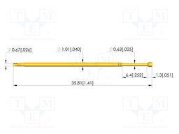 Test needle; Spring compression: 4.3mm; 6.35mm; 4A; CuBe; Ø: 1.2mm