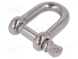Dee shackle; acid resistant steel A4; for rope; Size: 10mm