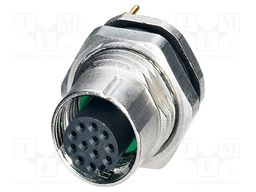 Connector: M12; socket; PIN: 12; female; 30V; straight; THT; A code