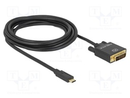 Cable; DVI-D (24+1) plug,USB C plug; dual link; 3m; black; black