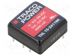 Converter: DC/DC; 15W; Uin: 9÷36V; 5VDC; Iout: 3000mA; 1"x1"; 15g