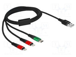 Cable; USB 2.0; Apple Lightning plug x2,USB A plug,USB C plug