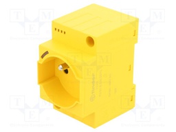 E-type socket; 250VAC; 10A; for DIN rail mounting; yellow