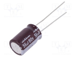 Capacitor: electrolytic; low impedance; THT; 56uF; 80VDC; Ø10x15mm