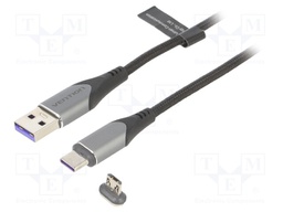 Cable; magnetic,USB 2.0; 1.5m; black; Core: Cu,tinned; 480Mbps