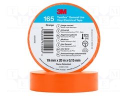 Tape: electrical insulating; W: 19mm; L: 20m; Thk: 0.15mm; orange
