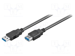 Cable; USB 3.0; USB A socket,USB A plug; 3m; black; Core: Cu; 5Gbps