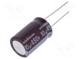 Capacitor: electrolytic; low impedance; THT; 10uF; 450VDC; ±20%