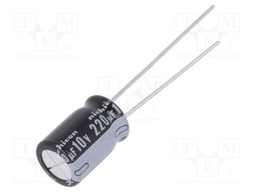 Capacitor: electrolytic; THT; 220uF; 10VDC; Ø8x11.5mm; Pitch: 3.5mm
