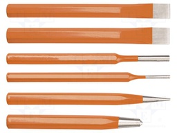 Kit: punches; Kit: cold chisels,pin punch,with striker; 6pcs.