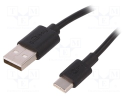 Cable; USB 2.0; USB A plug,USB C plug; 3m; black; Core: Cu; 480Mbps