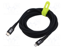 Cable; USB 2.0; Apple Lightning plug,USB C plug; 3m; black; 60W