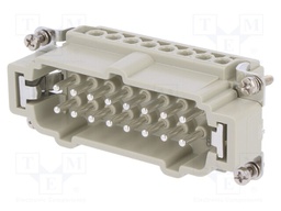 Connector: HDC; contact insert; male; DE; PIN: 16; 16+PE; size D16B