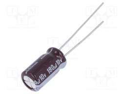 Capacitor: electrolytic; low impedance; THT; 180uF; 10VDC; ±20%