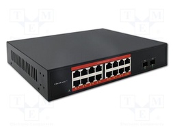 Switch Ethernet; IEC C13,RJ45 socket x16,SFP x2; PnP; black