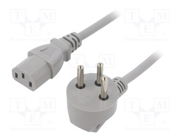 Cable; 3x1mm2; IEC C13 female,IS1-16P (H) plug angled; PVC; 3m