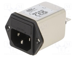 Filtered IEC Power Entry Module, IEC C14, Medical, 4 A, 250 VAC, 2-Pole Fuse Holder