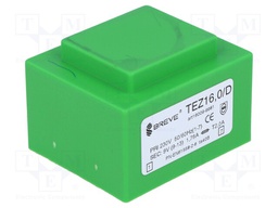 Transformer: encapsulated; 16VA; 230VAC; 9V; 1777.7mA; IP00; 420g