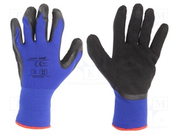 Protective gloves; Size: 11; black-navy blue; latex,nylon