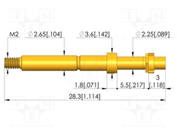 Test needle; Spring compression: 4mm; 5mm; 8A; CuBe; gold-plated