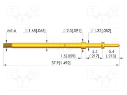 Test needle; Spring compression: 4mm; 5mm; 8A; CuBe; gold-plated