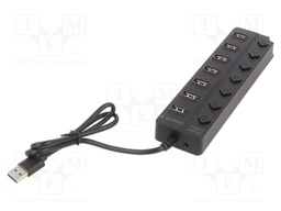 Hub USB; USB A socket x7,USB A plug; USB 2.0,USB 3.1; black