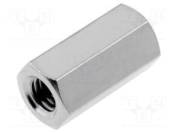 Screwed spacer sleeve; Int.thread: M3; 10mm; brass; nickel