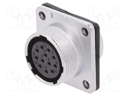 Socket; female; WS; PIN: 12; flange (4 holes),for panel mounting