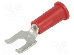 Fork terminal; M3,5; Ø: 3.66mm; crimped; for cable; insulated; red