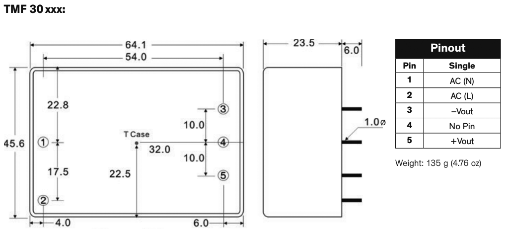 Converter: AC/DC; 30W; Uout: 15VDC; Iout: 2000mA; 86%; Mounting: PCB