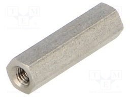Screwed spacer sleeve; Int.thread: M3; 20mm; hexagonal
