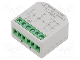 Relay: installation; in mounting box; 100÷265VAC; NO; IP20; 16A