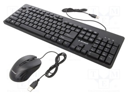 Keyboard and optical mouse; black; USB A; wired,US layout; 1.5m