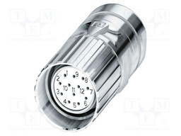 Connector: M23; plug; PIN: 12; soldering; straight; IP67; 8A; 74V