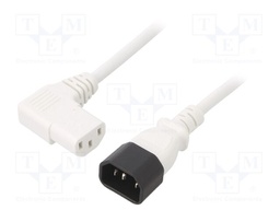 Cable; 3x1mm2; IEC C13 female 90°,IEC C14 male; PVC; 1.8m; white