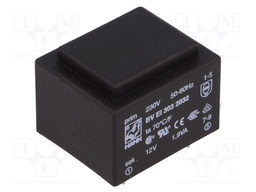 Transformer: encapsulated; 1.9VA; 230VAC; 12V; 158mA; Mounting: PCB