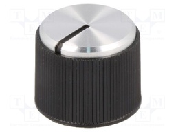 Knob; with pointer; aluminium,thermoplastic; Shaft d: 6mm; black