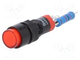 Switch: push-button; Pos: 2; SPDT; 0.5A/250VAC; 1A/24VDC; red; red