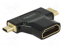 Adapter; HDMI socket,micro HDMI plug,mini HDMI plug; metal