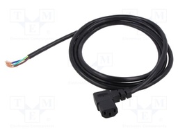 Cable; IEC C13 female 90°,wires; PVC; 2m; black; 3x18AWG; 10A; 250V