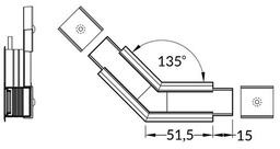 Connector 135°; white; aluminium,polycarbonate